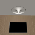Modern Ceiling With White Circular LED Strip Lighting Above Wooden Panel Wall TV