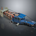 Blue Mechanical Vehicle With Orange Frame And Snow Plow Structure For Construction Work 3d model
