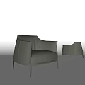 Modern Gray Leather Single Sofa With Slim Metal Legs And Comfortable Backrest 3d model