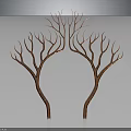 Elegant Double Symmetric Copper Branch Sculptures As Modern Art Decor
