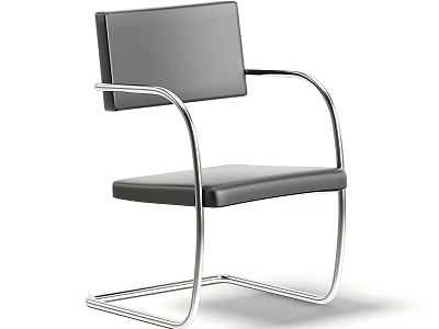 Modern Leisure Chair With Black Leather Upholstery And Curved Metal Frame Design 3d model