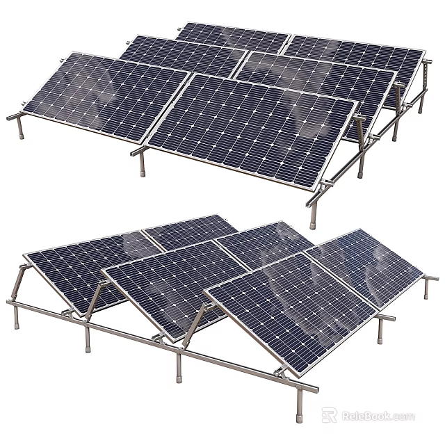 Efficient Solar Panel Systems Powering Daily Electrical Appliances At Home With Stable Frames 3d model