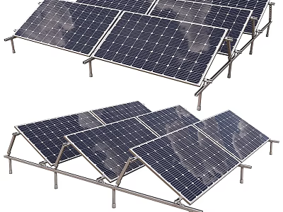 Efficient Solar Panel Systems Powering Daily Electrical Appliances At Home With Stable Frames 3d model