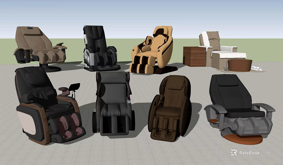 Various Massage Chairs With Different Styles And Comfortable Designs For Home Use 3d model 