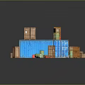 Blue Commercial Storage Containers With Wooden Crates Pallets And Drums For Logistics