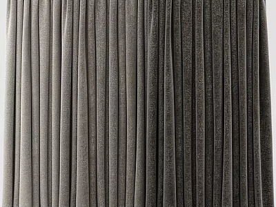 Elegant Gray Pleated Curtains With Soft Velvet Fabric For Home Interior Decor Design 3d model