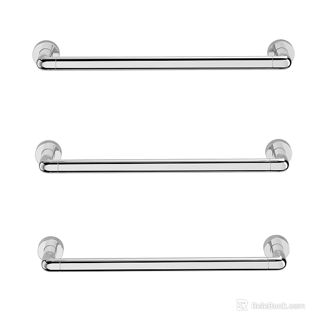 Modern Stainless Steel Bathroom Towel Racks Wall Mounted Set of Three 3d model 