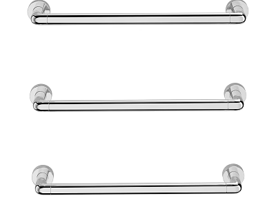 Modern Stainless Steel Bathroom Towel Racks Wall Mounted Set of Three 3d model
