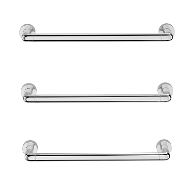 Modern Stainless Steel Bathroom Towel Racks Wall Mounted Set of Three 3d model