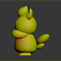 Cute Yellow Cartoon Creature Character 3D Model With Big Ears Round Chest Patch Standing Pose 3d model