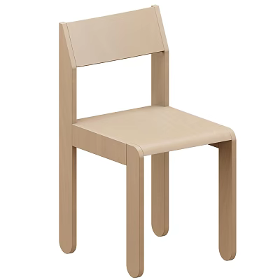 Modern Minimalist Dining Chair With Light Wood Frame And Simple Backrest Design 3d model