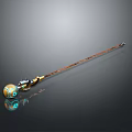 Fantasy Weapon Golden Orb Staff With Blue Accents And Detailed Design