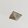 Gray Geometric Unique-shaped Pendant Light with Marble Texture Hanging from White Ceiling 3d model