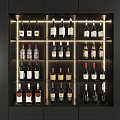 Modern Wine Cabinet Interior With Multiple Neatly Arranged Bottles And Lighting