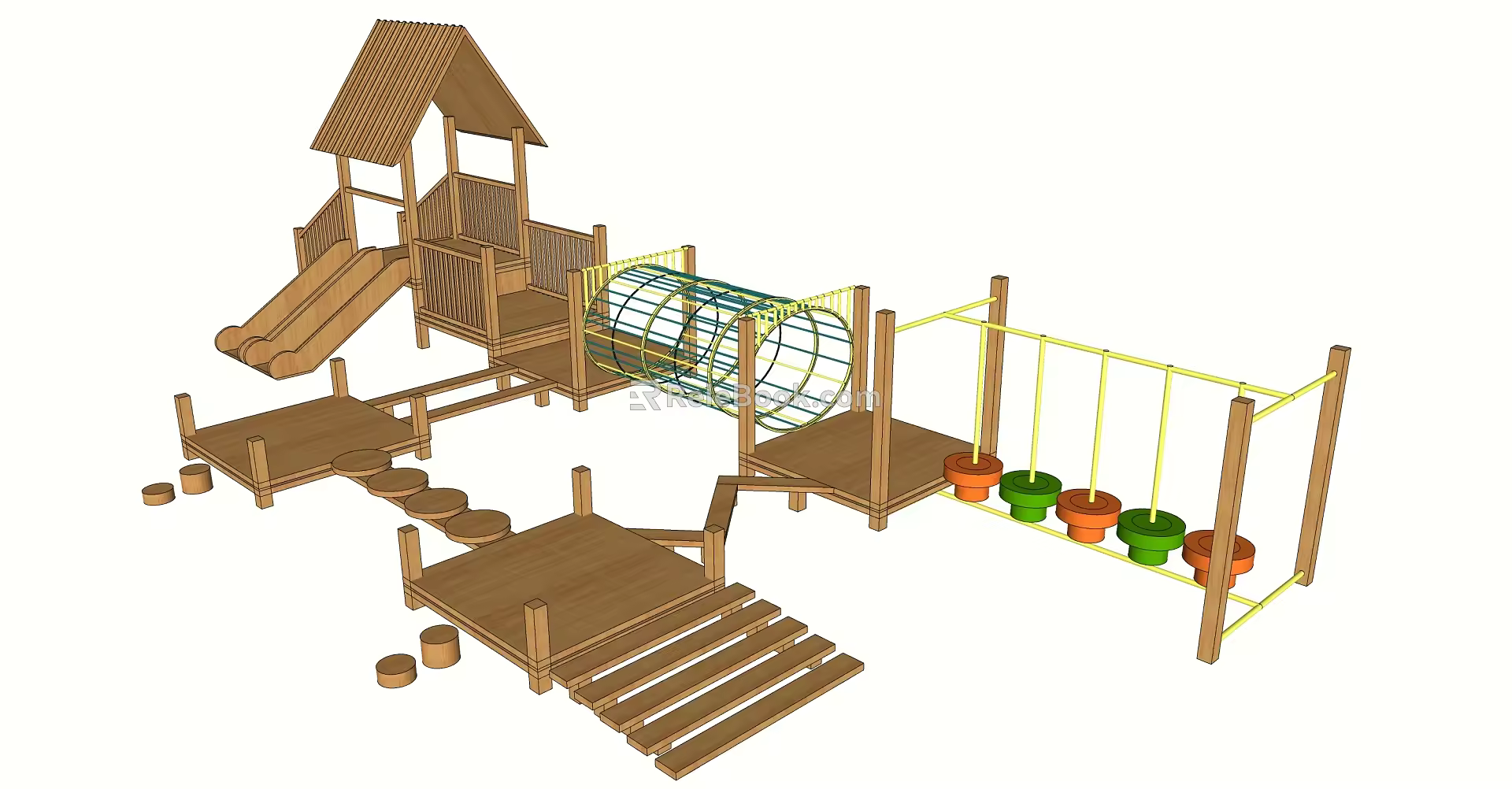 Modern slide children'slide combination 3d model