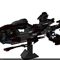 Building Block Spaceship With Flames Fighter Crafts And Stars In Space