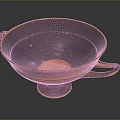 Ceramic Sculpture Bowl Carved With Two Handles Black And Orange