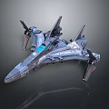 Futuristic Sci Fi Spaceship Model With Sleek Gray Body Twin Wings And Advanced Thrusters
