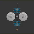 Futuristic Space Station with Dual Circular Modules Connecting Framework Blue Solar Panels and Mechanical Legs