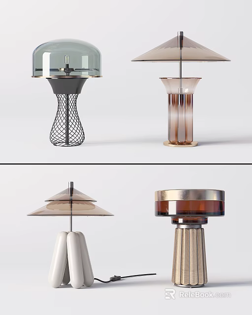 Modern Table Lamps With Unique Contemporary Designs Different Shapes And Materials 3d model