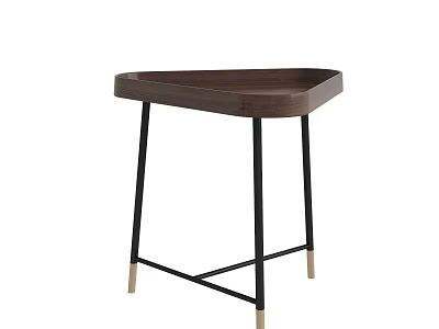 Modern Minimalist Coffee Table With Walnut Wooden Top And Black Metal Legs With Gold Accents 3d model