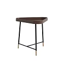 Modern Minimalist Coffee Table With Walnut Wooden Top And Black Metal Legs With Gold Accents