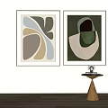 Abstract Geometric Wall Art Decor In Modern Interior With Side Table Ornament 3d model