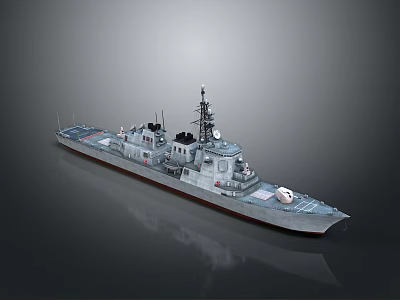 Detailed Military Ship 3D Model With Deck Antenna And Bridge Structure 3d model