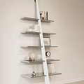 Modern Bookshelf With Multiple Shelves Holding Books Decorative Frames And Clock 3d model