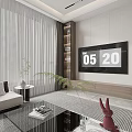 Modern Living Room TV Background Wall Design With White Brown Panels And Side Shelf