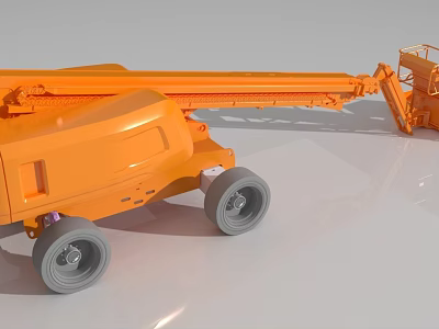 Orange Wheeled Industrial Utility Vehicle With Telescopic Boom And Work Platform 3d model