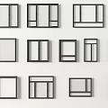 Assorted Window Designs With Black Frames And Different Structures 3d model