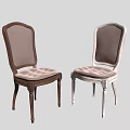Brown And White Classic Dining Chairs With Upholstered Seats Backs And Wooden Legs