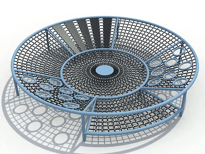 Fun Blue Circular Mesh Rotating Play Equipment For Kids Outdoor Playground 3d model