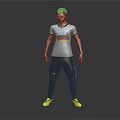 Men's Casual Clothing With Short Sleeved Striped T shirt Black Cargo Pants And Yellow Sneakers