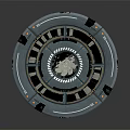 Blue Circular Futuristic Tech Platform With Central Pattern And Ring Structure