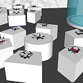 Drone Store Interior With Display Tables And Drone Products On Shelves 3d model