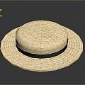 Natural Straw Hat With Wide Brim And Black Ribbon For Summer Casual Fashion