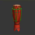 Stylish Red Drum Home Decor With Yellow Woven Ropes And Red Support Base