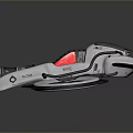Futuristic White And Red Aircraft With Circular Rotors And Cockpit Design