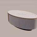 Modern Round Coffee Table With White Surface Brown Accents And Black Base 3d model