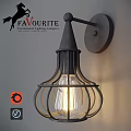 Industrial Style Wall Light With Metal Cage Frame And Exposed Bulb Design