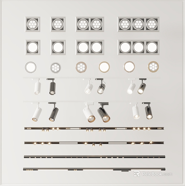 Modern LED Downlights And Spotlights With Various Styles Including Track Lighting Fixtures 3d model 