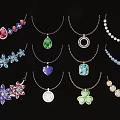 Stylish Necklace Pendants With Various Shapes Colorful Gems And Crystal Designs