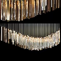 Modern Luxury Chandelier With Hanging Crystal Strips And Illuminated Glowing Design