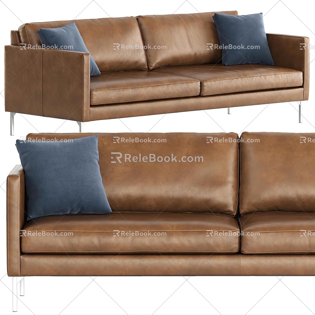 Leather double sofa pillow 3d model