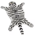 Unique Tiger Shaped Rug With Black And White Striped Pattern For Home Decor