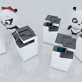 Adorable Panda Themed Modern Office Appliances Display With Multiple Multifunction Devices 3d model