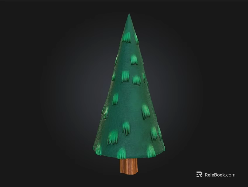 Green Decorative Tree With Green Ornaments And Brown Wooden Trunk Design 3d model 
