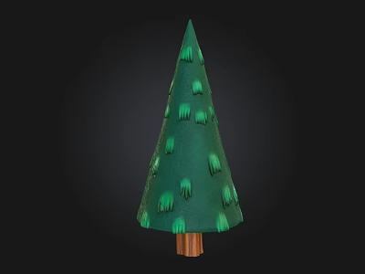 Green Decorative Tree With Green Ornaments And Brown Wooden Trunk Design 3d model